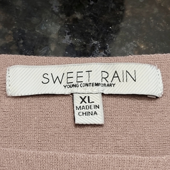 XL Sweet Rain Mauve Pink Rhinestone Knit Top with Lace Detail - Picture 4 of 5